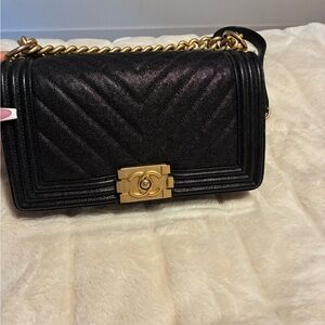 CHANEL Black Crossbody Bag with Gold Chain